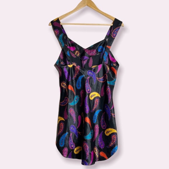 Vintage 90s J.O Intimates Paisley Print Chemise Nightgown and Robe Set - Picture 3 of 6